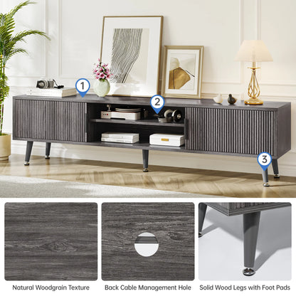 Selooye Mid Century TV Stand, Modern TV Console for TVs up to 70 Inches, Entertainment Center with Storage, TV and Media Consol, 62 Inch (Natural)