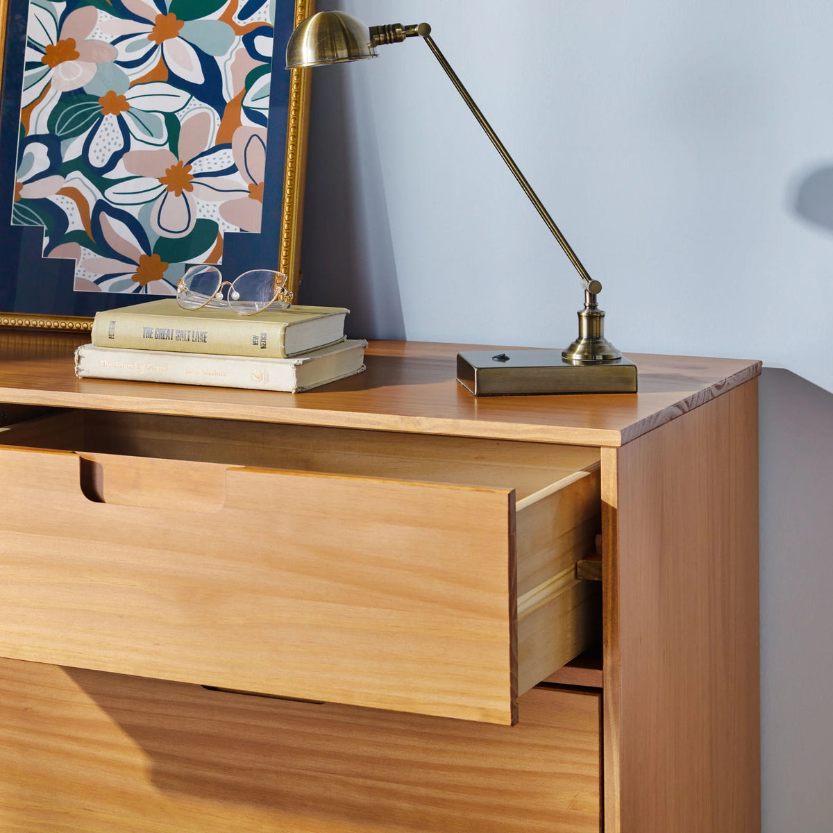 Walker Edison Sonoma 6-Drawer Solid Wood Caramel Dresser