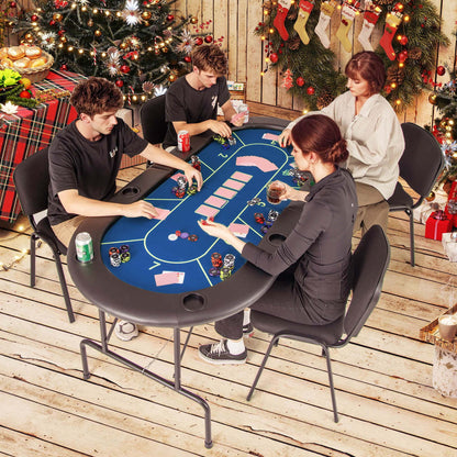 Costway 8 Players Card Board Game Table with 8 Cup Holders Casino-Grade Felt Surface Green