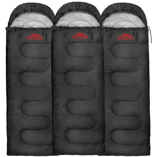 10 Pack Bulk Wholesale of Cold Weather Hooded Sleeping Bags for Adults, Kids, Homeless, Camping, Indoors, Outdoors - 10 Count Hooded Sleeping Bags in Black 71"L x 30"W