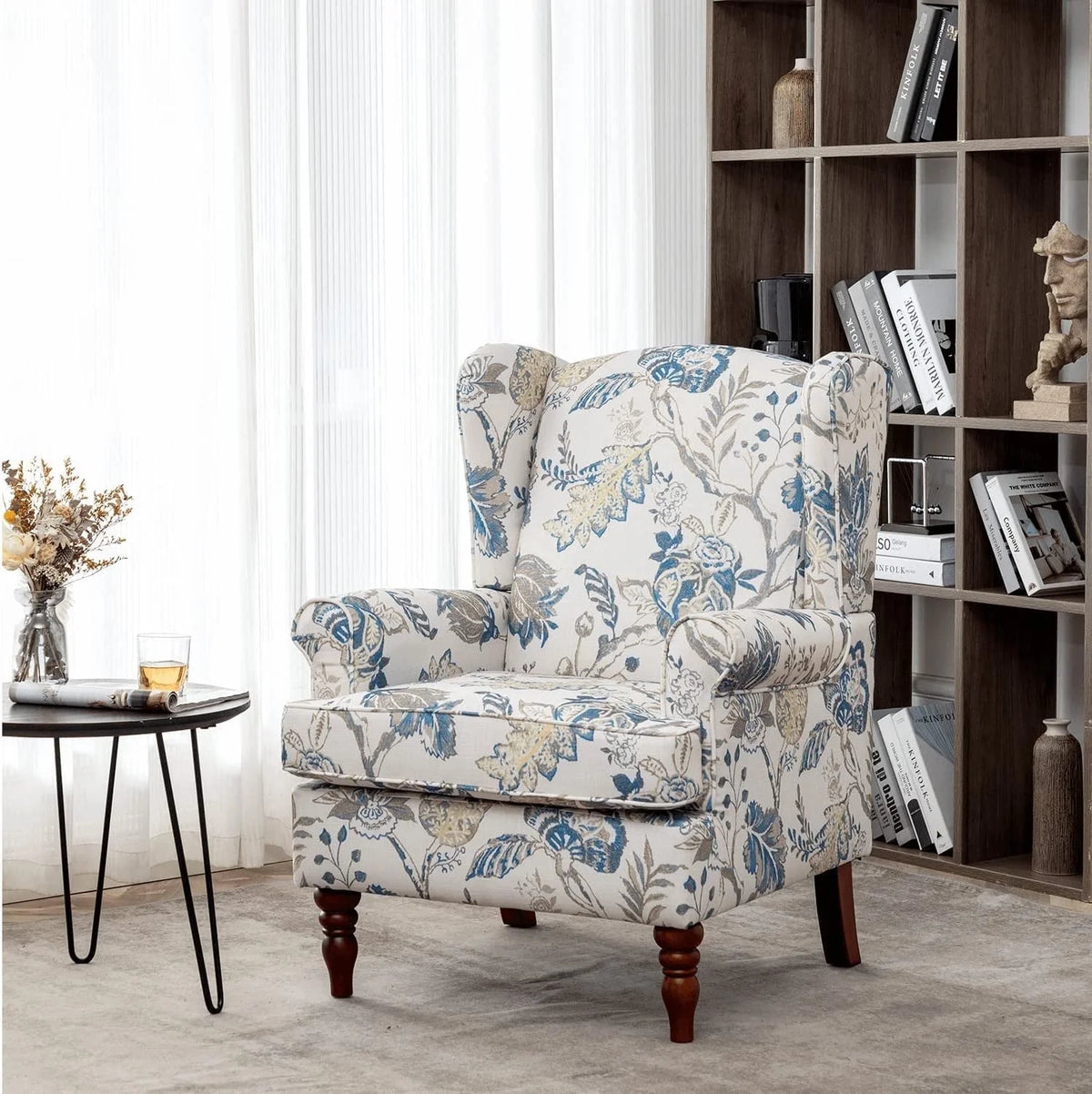 EROMMY Upholstered Accent Chair, Floral Print Fabric Armchair
