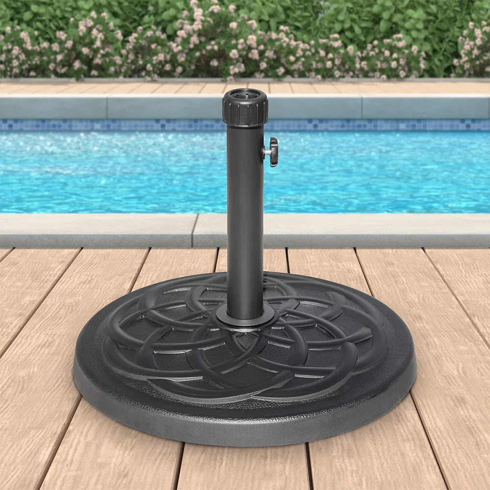 Abble 27lbs Heavy Duty Powder Coated Resin Round Umbrella Base Black