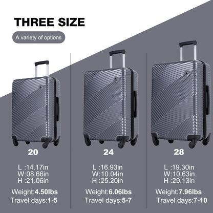 Tripcomp Luggage 3 Piece Set,Suitcase with Spinner Wheels Hardside Lightweight Luggage 20in24in28in.(Blue)
