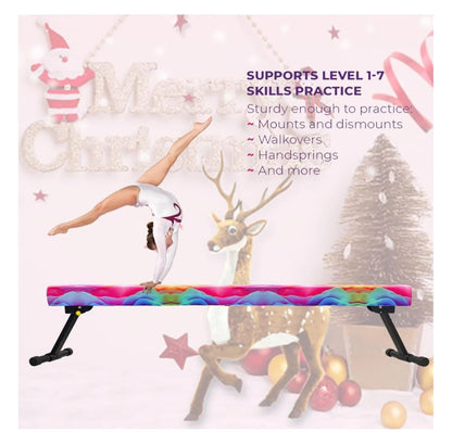 8FT Adjustable&Foldable Gymnastics Balance Beam,Home Gym Equipment,Easy Assembling and Storage,No Tool Require,for Kids Children Girls Training