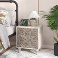 FOROUTIA Wooden Nightstand with 2 Drawers,Vintage MDF Bedside Tables with Storage