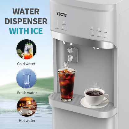 VECYS 5 gal Water Dispenser with Ice Maker, Self-clean & Child Lock