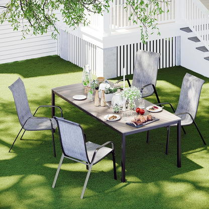 LAZY BUDDY Patio Chairs Set of 4, Stackable Outdoor Dining Chairs, Heavy Duty Breathable Chairs for Backyard, Garden, Lawn 330lbs
