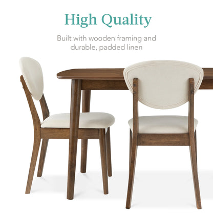 Best Choice Products 5-Piece Compact Wooden Mid-Century Modern Dining Set w/ 4 Chairs, Padded Seat & Back - Walnut/Cream