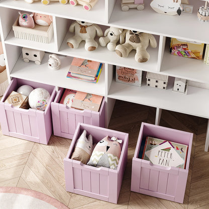 Homfa 7 Cube Toy Storage Organizer, Kids Geometric Bookcase and Bookshelf with 4 Drawers, White