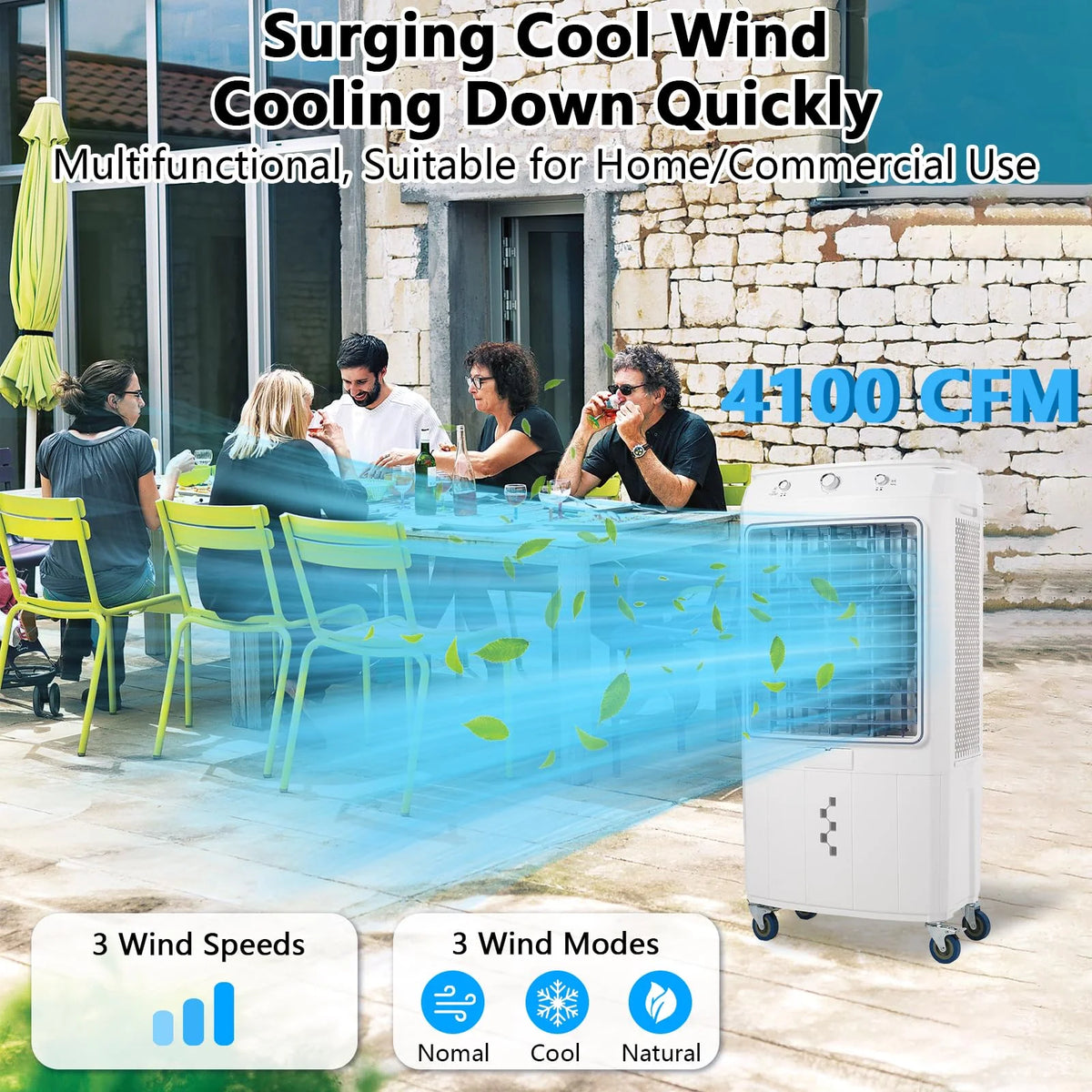 Garvee Air Coolers For Home Quiet,Evaporative Air Cooler 4100 CFM Swamp Cooler Air Conditioner with Remote Control and 4 Ice Packs, 3 Modes & Wind Speeds for Outdoor, Indoor, Garage, 15.8 Gallons