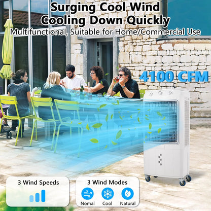 Garvee Air Coolers For Home Quiet,Evaporative Air Cooler 4100 CFM Swamp Cooler Air Conditioner with Remote Control and 4 Ice Packs, 3 Modes & Wind Speeds for Outdoor, Indoor, Garage, 15.8 Gallons
