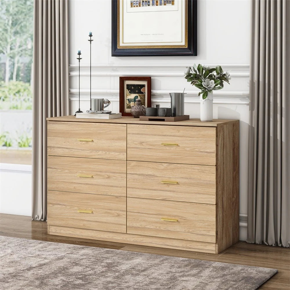 Kadyn Modern 6 Drawer Dresser Wood Cabinet,Dresser for Bedroom, Kitchen Storage Cabinet with Drawers, Chest of Drawers(Black)