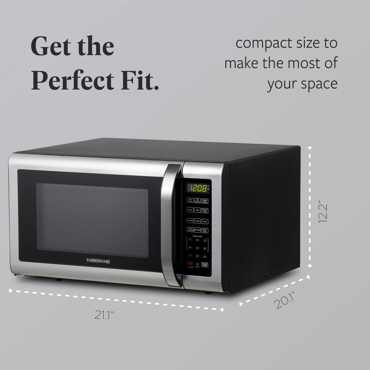 Farberware FMGZ09BKA 0.9 Cu. Ft. Microwave Oven, 900W, Digital Control, LED Display, 6 Cooking Presets, Black