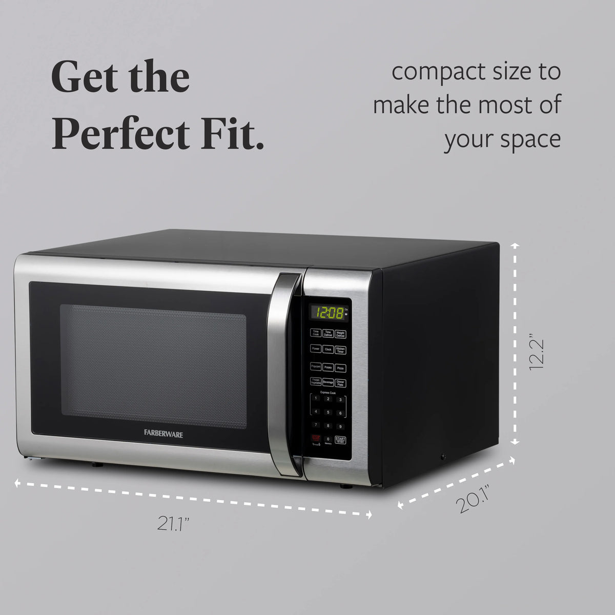 Farberware Countertop Microwave Ov 1100 Watts, 2.2 cu ft - Smart Sensor With LED Lighting and Child Lock - Perfect for Apartments and Dorms - Easy Clean Black Interior, Stainless Steel