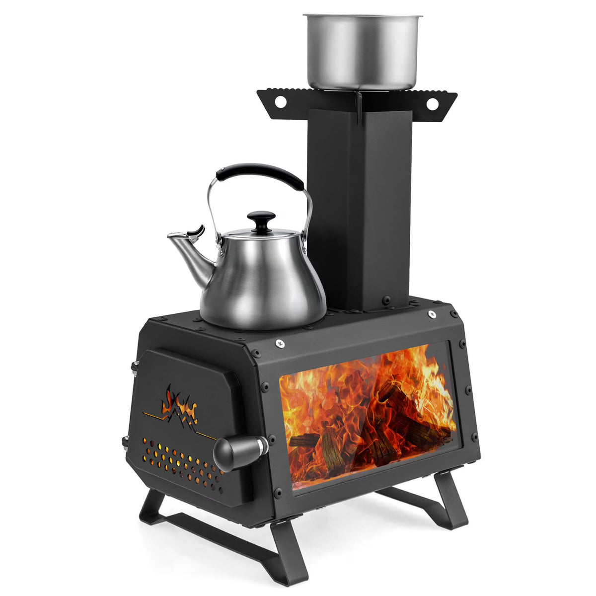 Costway Portable Wood Camping Stove with 2 Cooking Positions