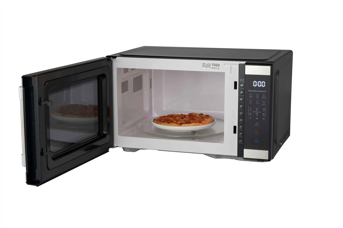 Hamilton Beach 1.1 Cu. Ft. Microwave Oven, Countertop, Black and Stainless Steel
