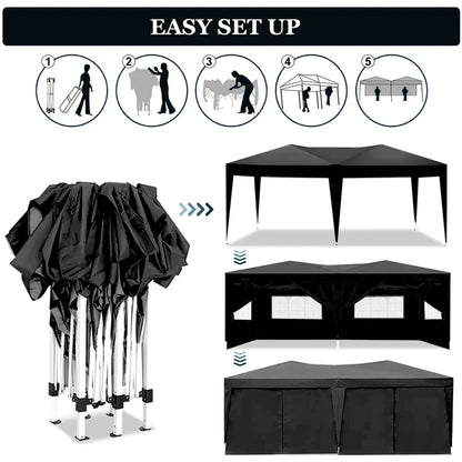 10'x20' Pop Up Canopy Tent with 6 Removable Sidewalls & Portable Rolling Bag �?Waterproof UPF 50+ Shade for Parties, Beach, Weddings & Camping