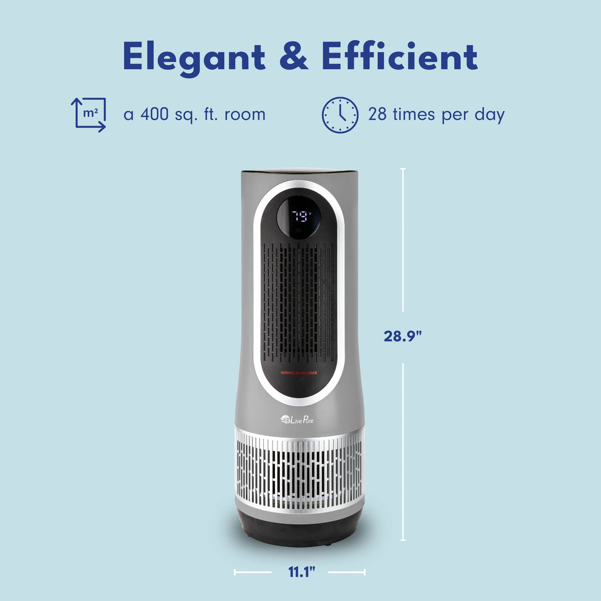LivePure 3 in 1 Clean Heat Air Purifier/Fan & Heater. Denim Blue