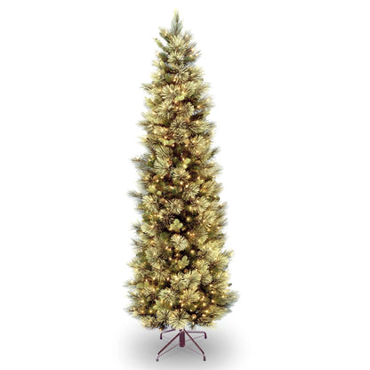 9 ft Pre-Lit Carolina Pine Slim Artificial Christmas Tree with 800 Clear Lights, Slim Profile