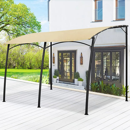 AECOJOY 13'x10' Outdoor Wall Mounted Gazebo, Outdoor Pergola-Beige