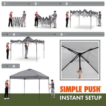 Ozark Trail 10x10 Instant Pop Up Canopy Tent with Simple Push Setup �?Straight Leg Pop-Up Tent for Tailgating, Camping & Events, White