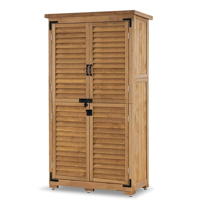 MCombo Tall Garden 1.52 x 2.85 ft. Wood Storage Shed, Brown