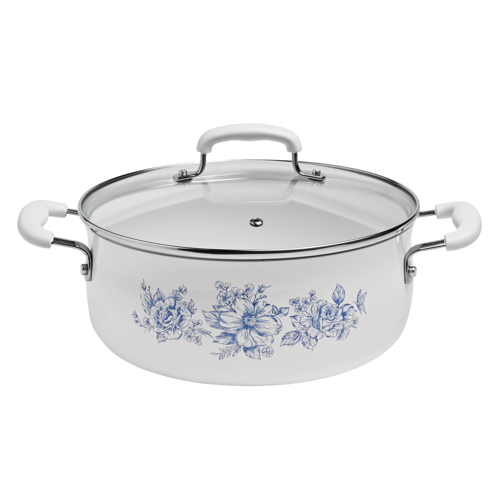The Pioneer Woman 12-Piece Classic Ceramic Cookware Set, Agatha Blue