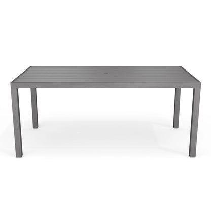 Martha Stewart 71" Indoor-Outdoor Patio Table with Gray Brushed Woodgrain Aluminum Finish