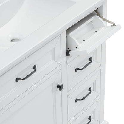 Christopher Knight Home 36" Bathroom Vanity with Sink, Tip-out Drawers, Soft-Close Doors, Grey