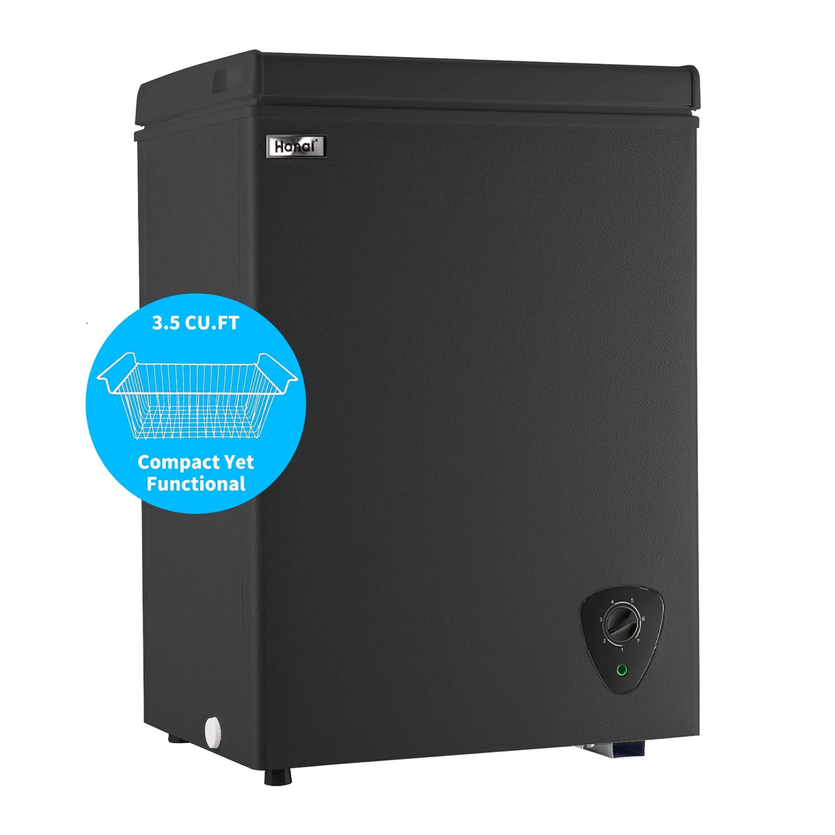 3.5 Cubic Chest Freezer, Compact Deep Freezer with Top Open Door and Removable Storage Basket, 7 Gears Temperature Control, Energy Saving, for Office Dorm or Apartment