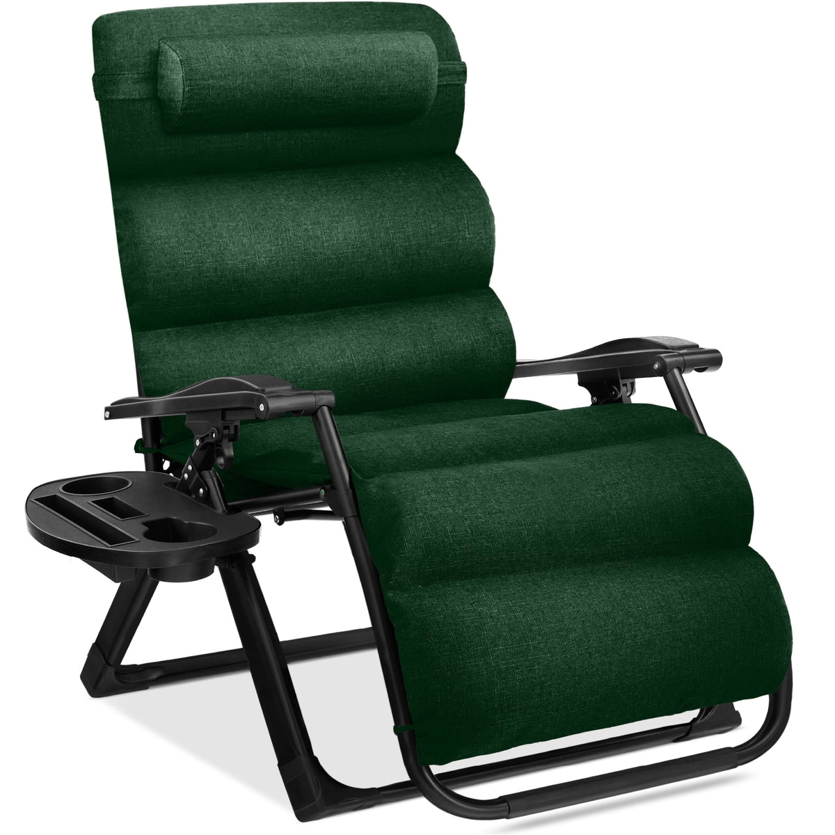 Best Choice Products Oversized Zero Gravity Chair, Folding Recliner w/ Removable Cushion, Side Tray - Fossil Gray