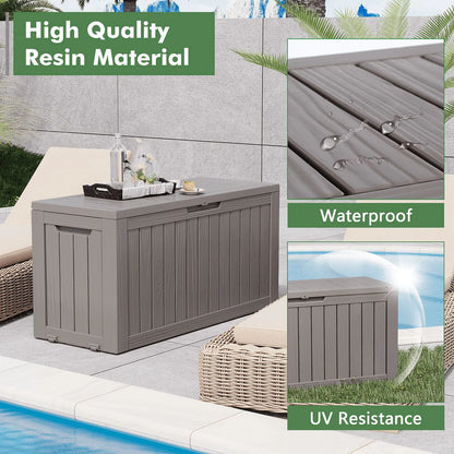 LHBcraft 150 Gallon Deck Box, Outdoor Storage Box, Large Waterproof Resin Indoor Storage Box with Built-in Steel Beams for Patio, Cushions, Pool Supplies