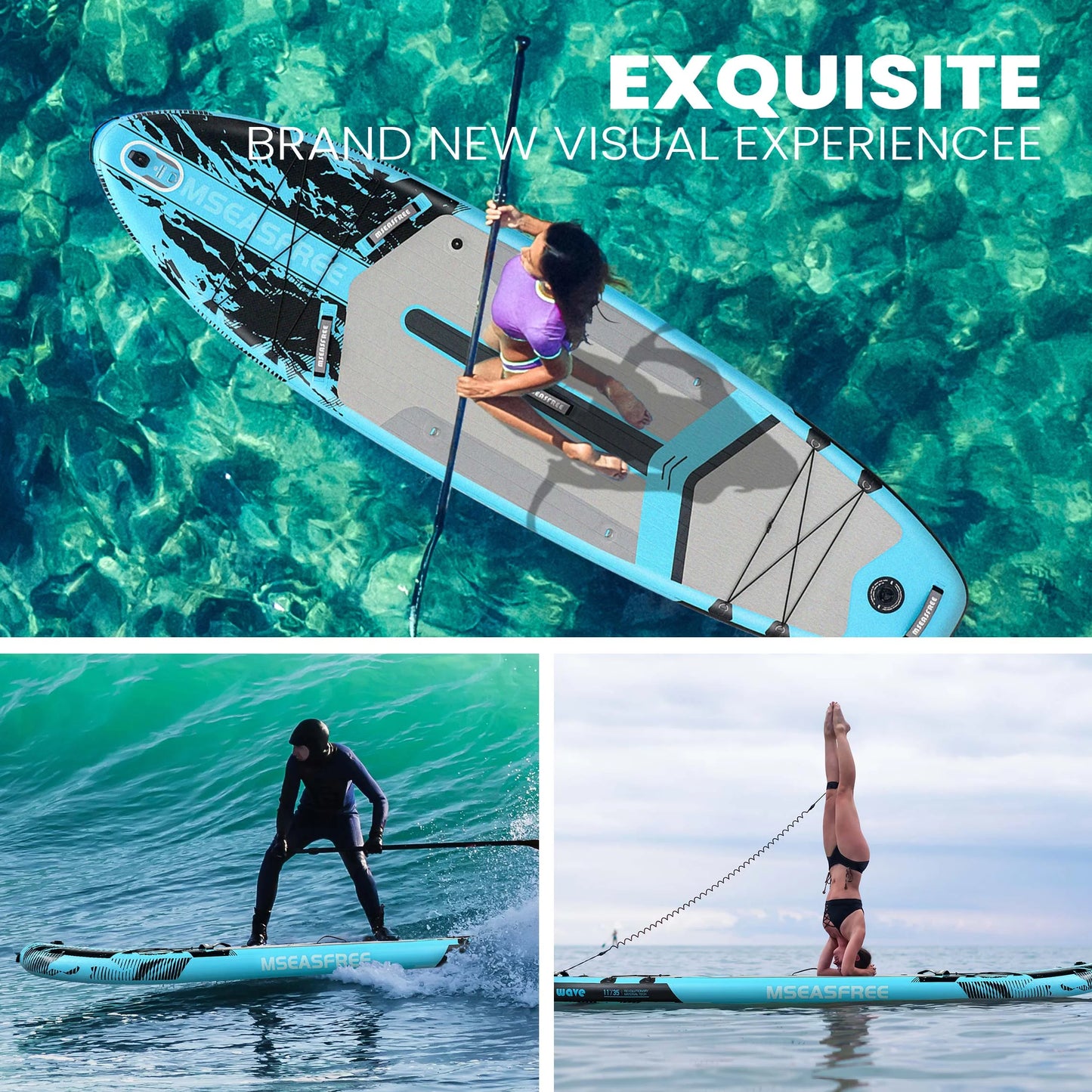 MSEASFREE 11.5 ft Inflatable Paddle Board All-Purpose Fishing Stand up Paddle Board with Full SUP Accessories