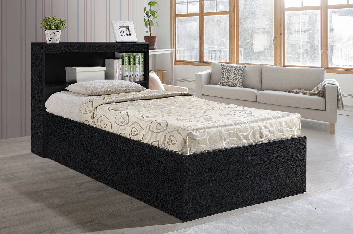Hodedah Twin-Size Captain Bed with 3-Drawers and Headboard in White