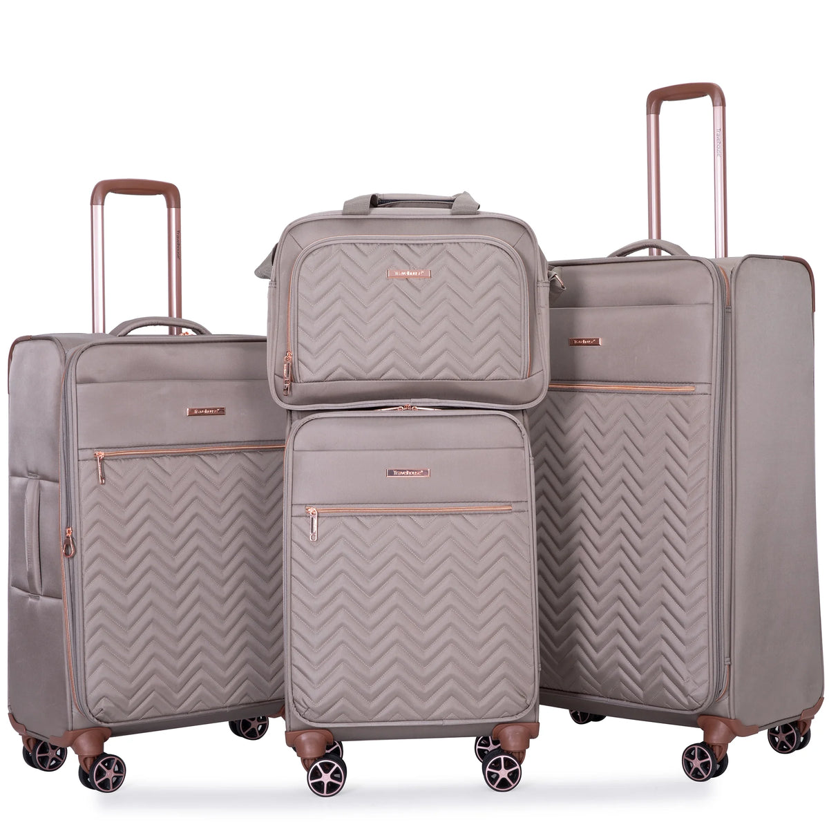 Travelhouse 4 Piece Luggage Set Softside Expandable Lightweight Suitcase with Double Spinner Wheels.(Black)