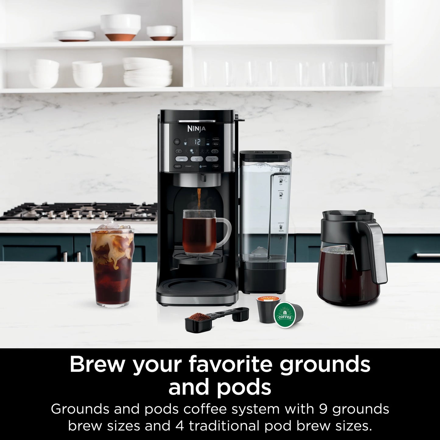 Ninja DualBrew Hot & Iced Coffee Maker, Single-Serve, compatible with K-Cups & 12-Cup Drip Coffee Maker, CFP101