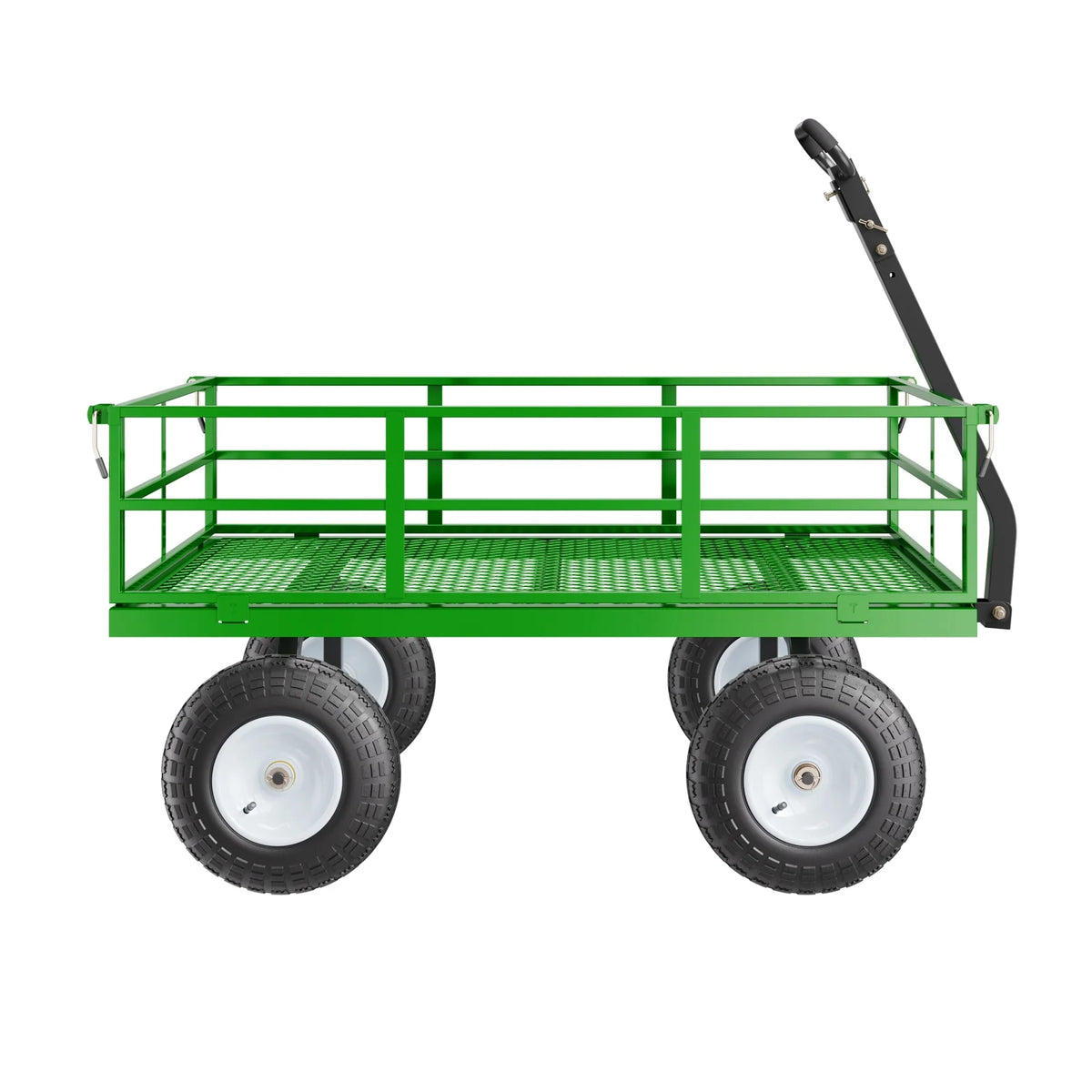 KFFKFF Mesh Steel Garden Cart 1200 Lbs, 43.3 x 29.5 " Heavy Duty Utility Wagon Cart, Pullable Metal Garden Trolley with 13' All Terrain Tires, Removable Mesh Sides, 180��Swiveling Handle (Green)