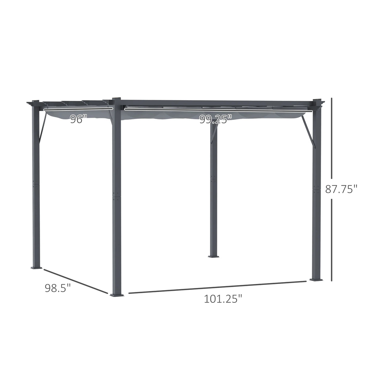 Outsunny 10' x 10' Pergola with Retractable Shade Canopy, Aluminum, Gray