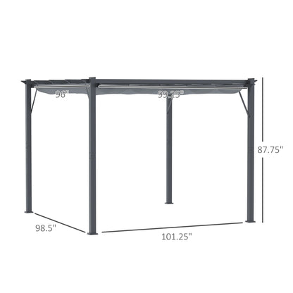 Outsunny 10' x 10' Pergola with Retractable Shade Canopy, Aluminum, Gray