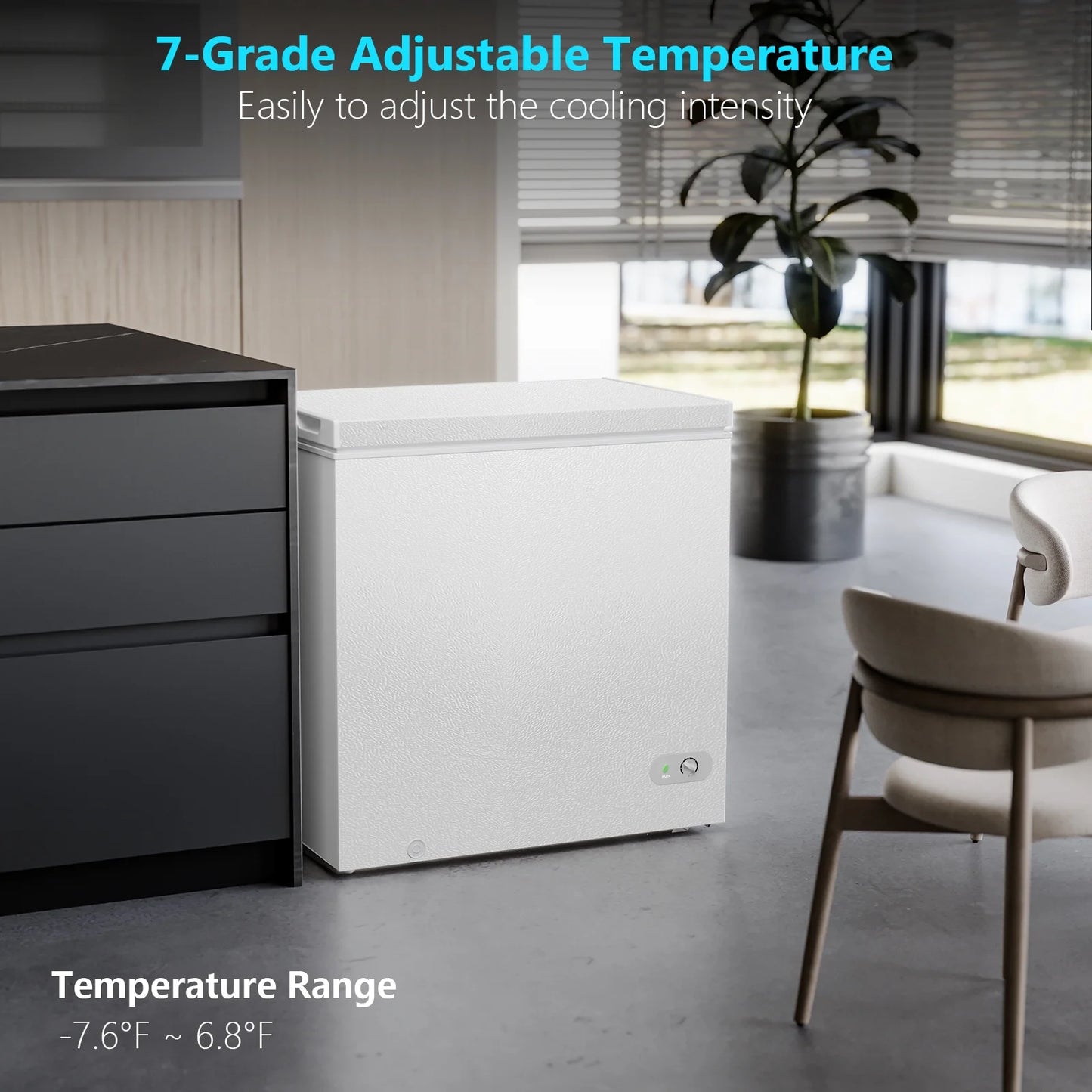 KNDKO 7.0 cu.ft. Chest Freezer with Adjustable Temperature, Free Standing Top Open Door Compact Freezer with Removable Basket for Kitchen/Home/Bar/Garage/Office