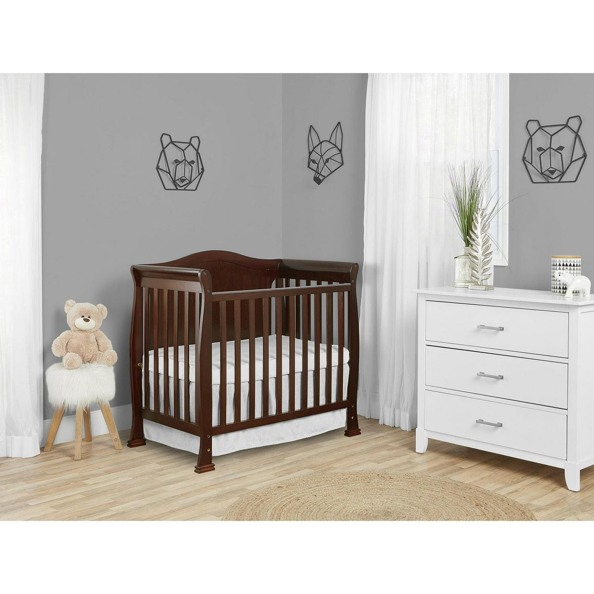 Dream On Me Naples Full Panel 4-in-1 Convertible Mini Crib. Espresso