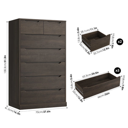 Homfa 7 Drawer White Dresser, 51.3"H Wood Storage Cabinet with Upgraded Stable Base, Vertical Chest for Bedroom Living Room