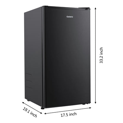 (3 pack) Galanz 3.3 Cu ft One Door Mini Fridge, Black Estar, New