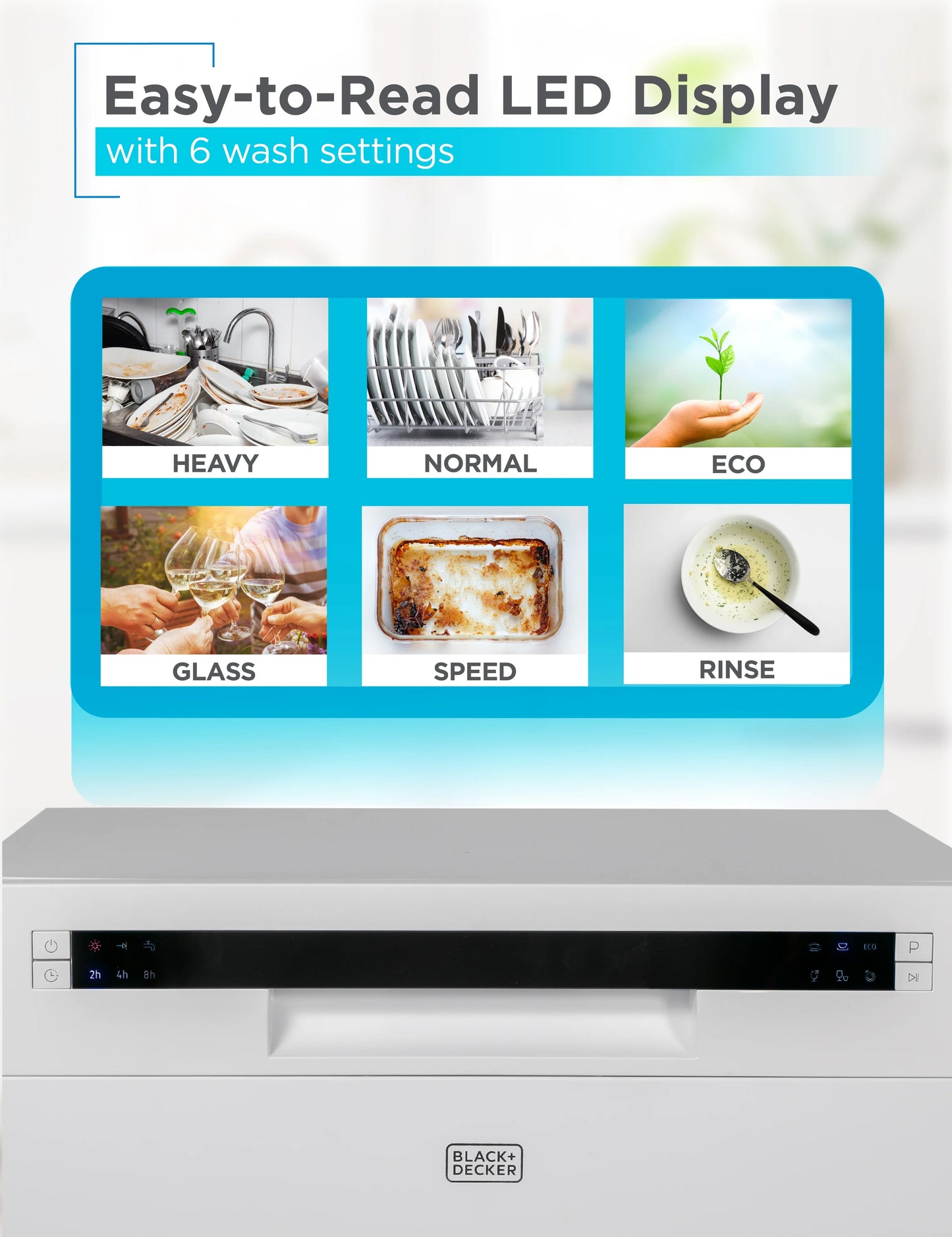 BLACK?Ӕ BCD6W Compact Countertop Dishwasher, 6 Place Settings, White