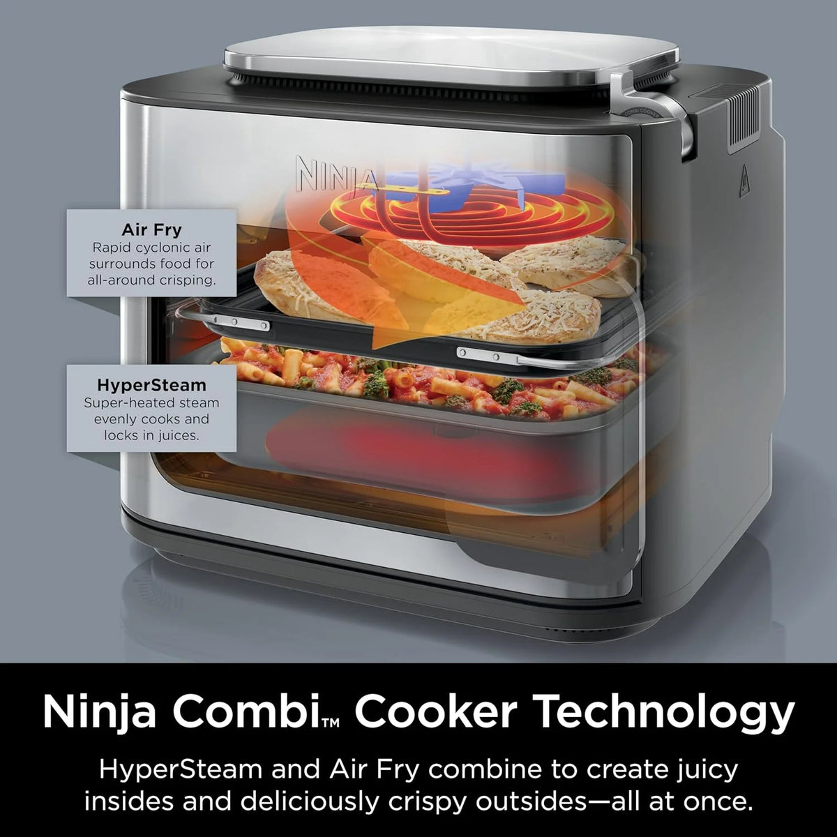 Restored Ninja R-SFP701 14-in-1 Multicooker, Oven & Air Fryer, 15-Min Meals, 3 Accessories, Grey (Refurbished)