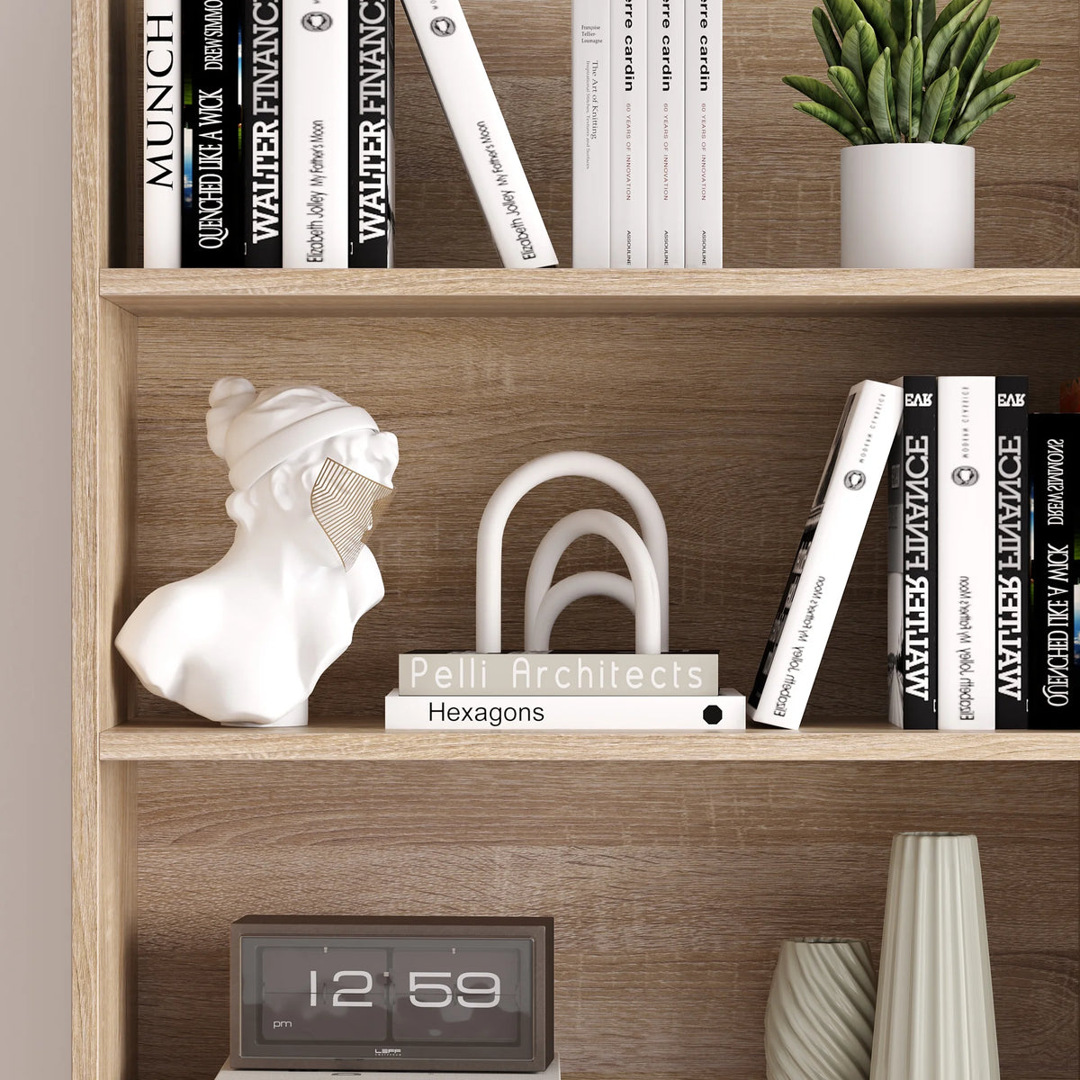 Homfa 74.3�� Double Wide 6-Tier Bookcase, Extra Large Wooden Freestanding Display Bookshelf for Home Office Living Room, White