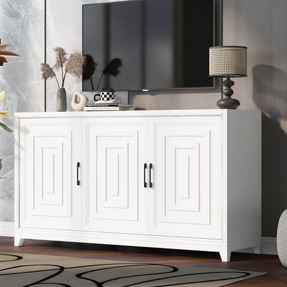 Euroco Modern TV Stand with Adjustable Shelves & Solid Wood Legs �C Media Console Cabinet with Storage for Living Room or Bedroom