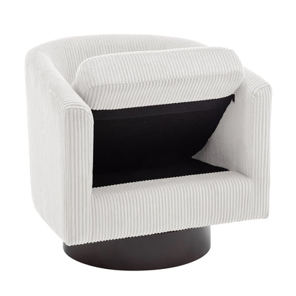 UIXE Swivel Accent Chair, Upholstered Fabric Barrel Chair for Living Room, Small Single Sofa Bedroom Reading Seat, Light Gray