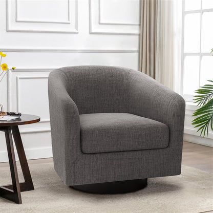 UIXE Swivel Accent Chair, Upholstered Fabric Barrel Chair for Living Room, Small Single Sofa Bedroom Reading Seat, Light Gray