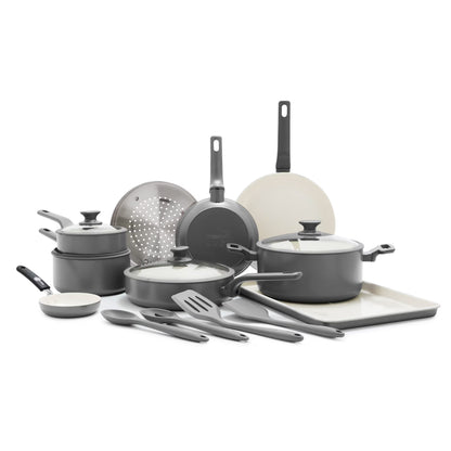 GreenPan Essence 17-Piece Ceramic Nonstick Cookware �C Toxin-Free, Dishwasher & Oven Safe, Green